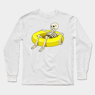 Skeleton at Swimming with Swim ring Long Sleeve T-Shirt